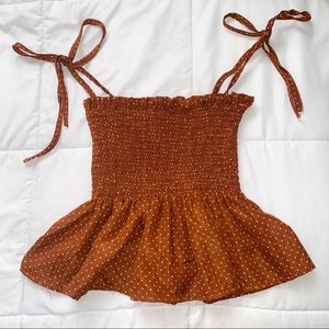 Polka Dot Shirred Cami Top